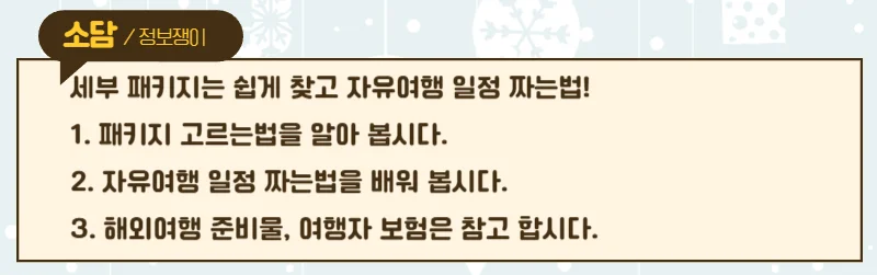 세부 패키지와 자유여행 찾는 방법만 알면 일정 고민 없이 해결!