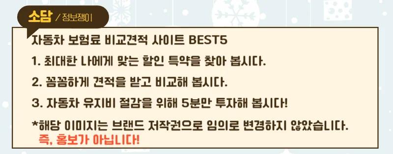 자동차 보험료 비교견적 사이트 BEST5 체크하고 절약하자!